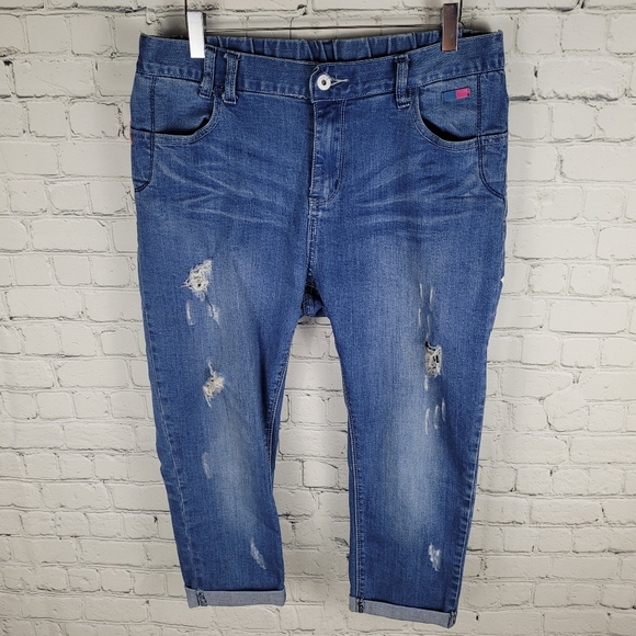 COPY RAW | denim sequin Donald Duck disney cropped cuffed jeans - Picture 4 of 11